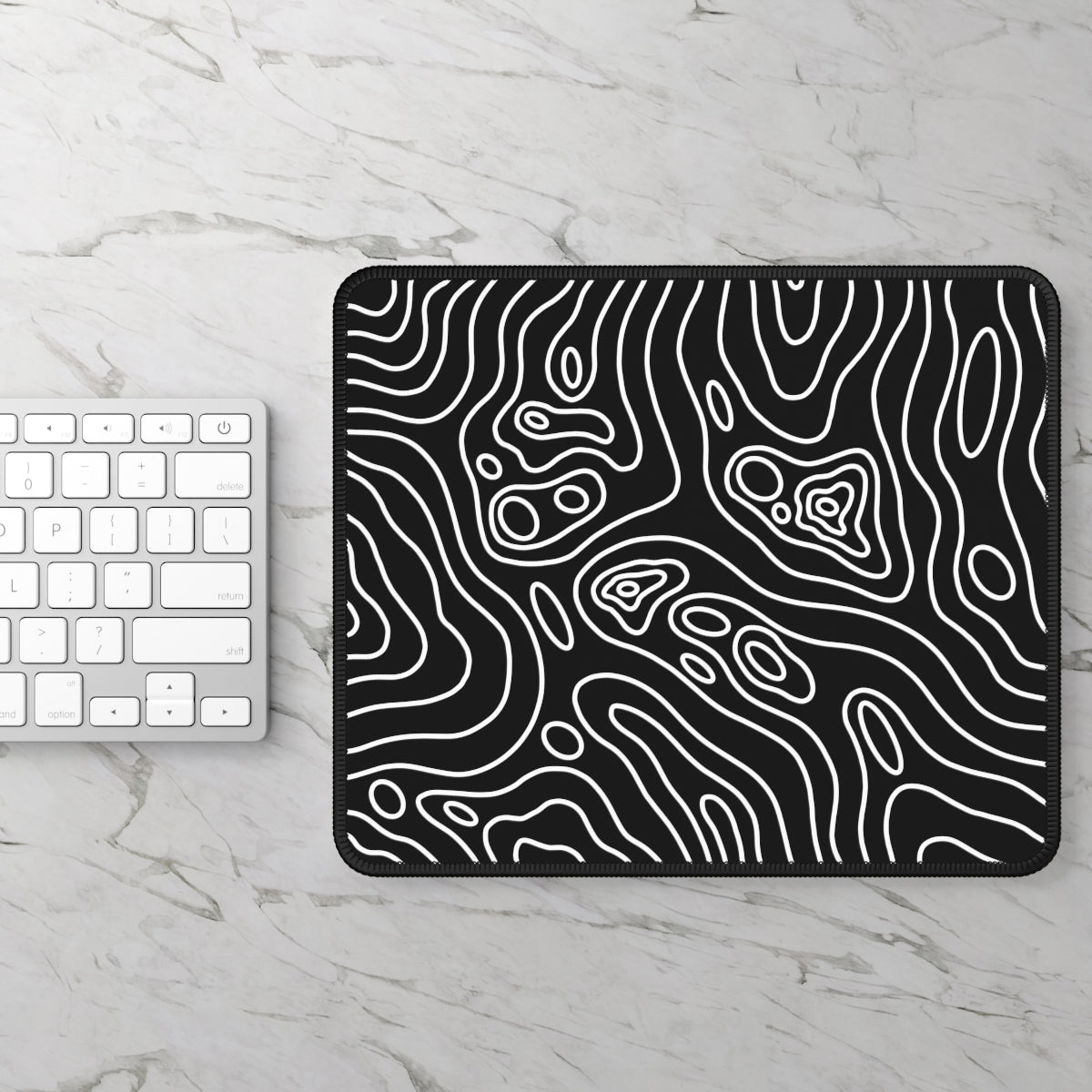 Black Topographic Gaming Mouse Pad - Desk Cookies