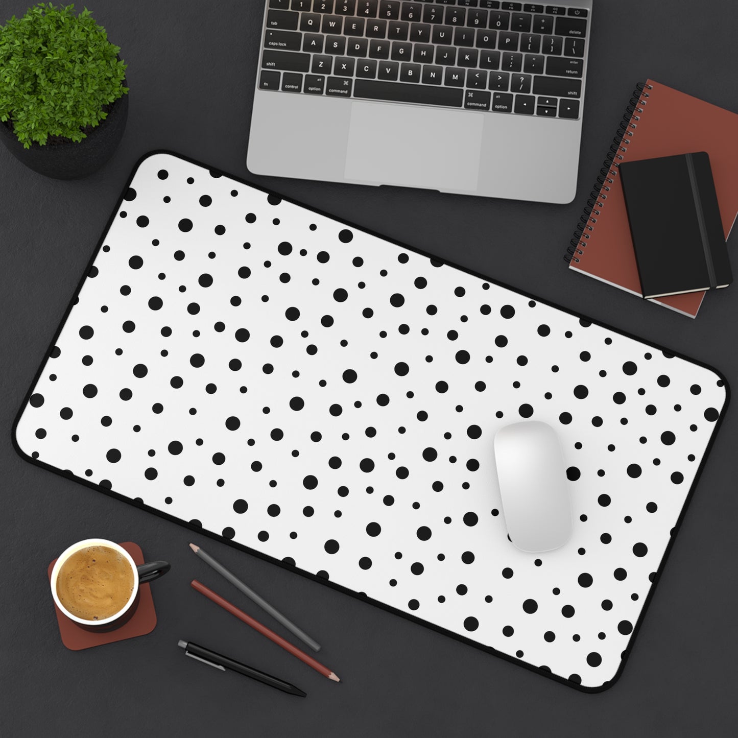 Black Dots & White Desk Mat - Desk Cookies