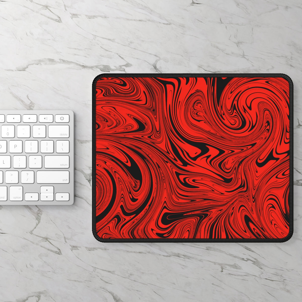 Black & Red Swirl Gaming Mouse Pad - Desk Cookies