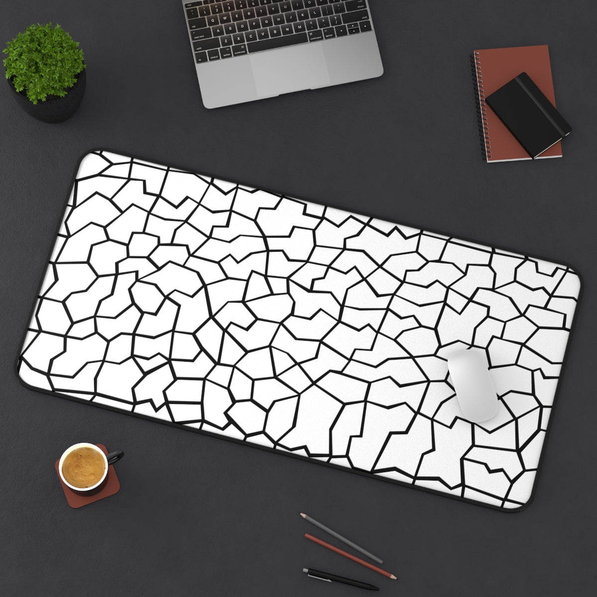 White & Black Giraffe Pattern Desk Mat - Desk Cookies