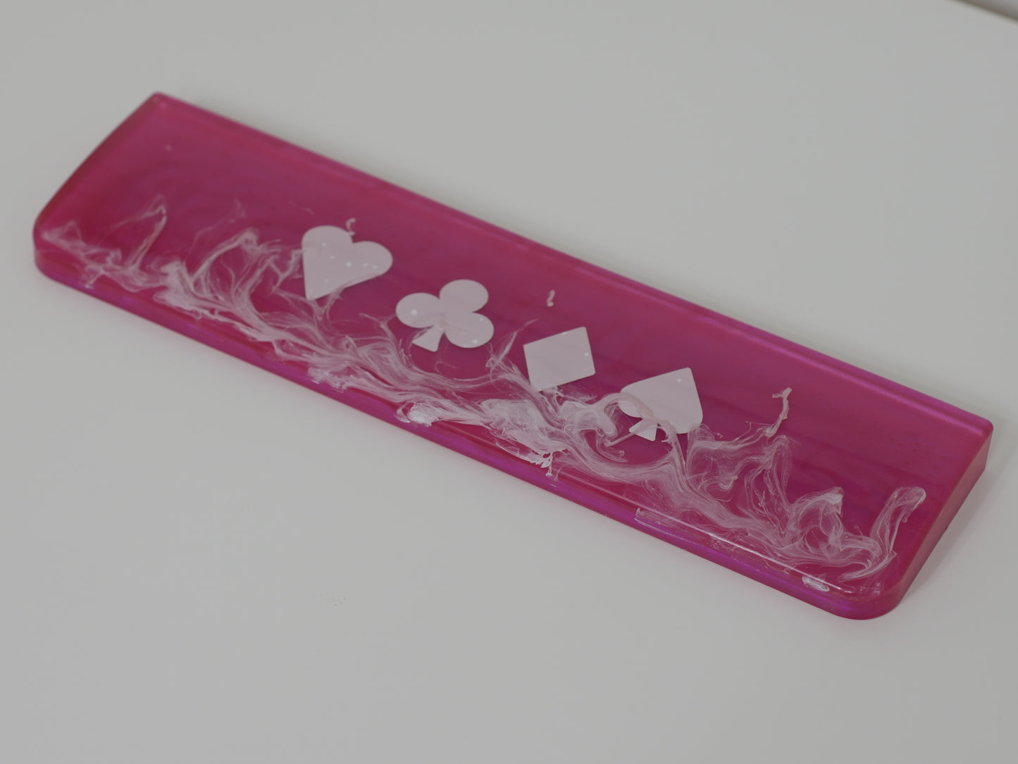 Smokin' Suits Resin Keyboard Wrist Rest - Pink/White (11.75" x 3") - Desk Cookies