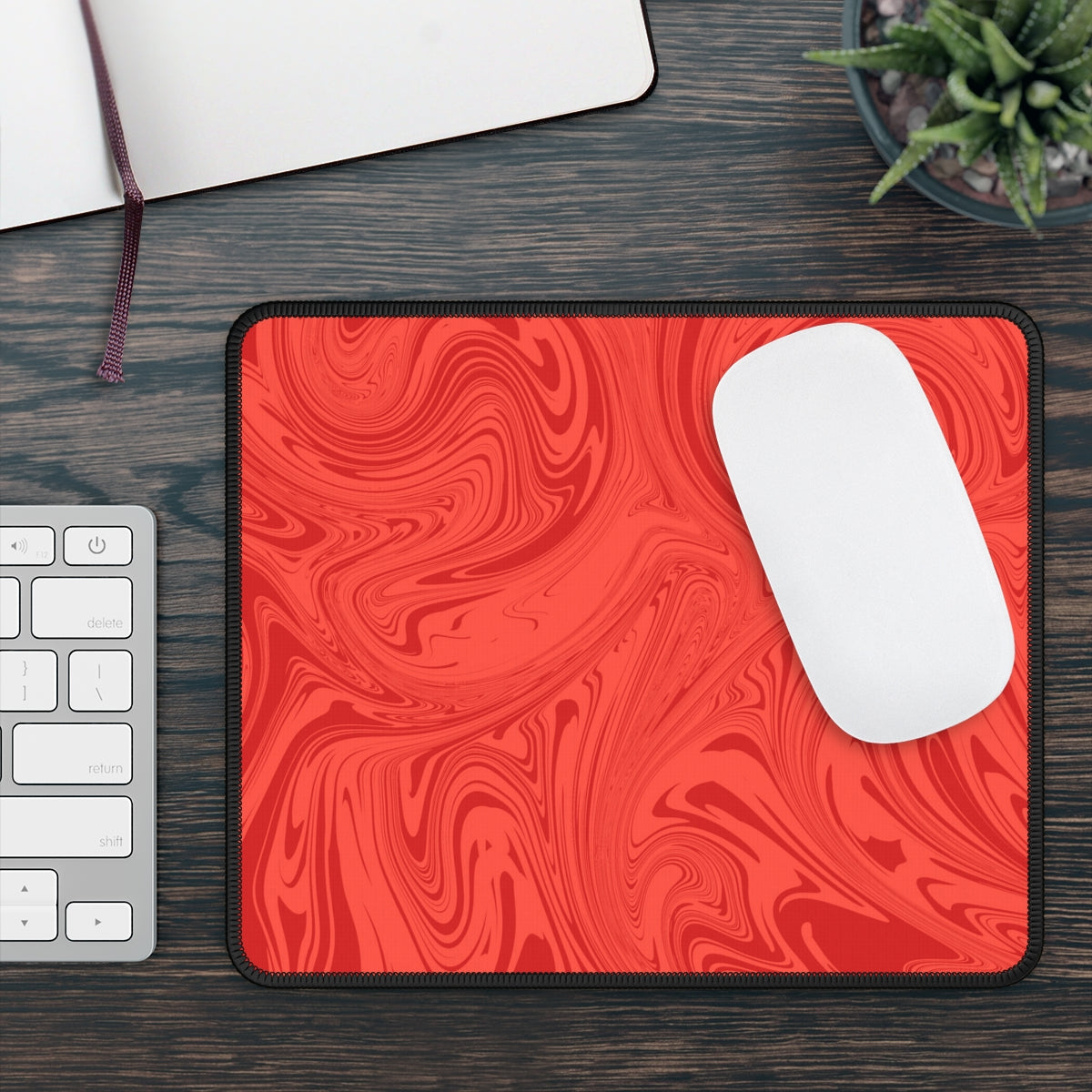 Red Swirl Gaming Mouse Pad - Desk Cookies