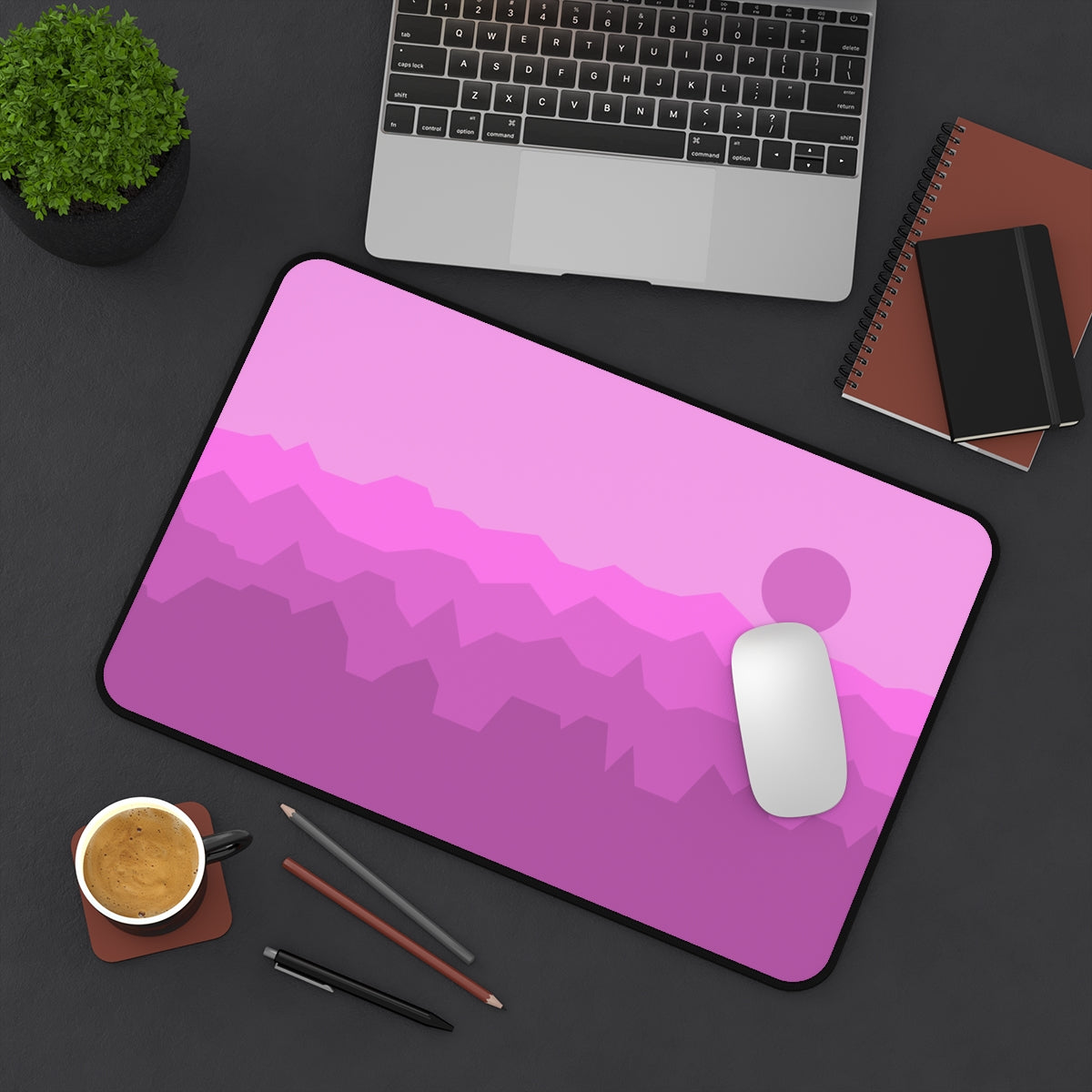Pink Abstract Mountains Desk Mat - Desk Cookies