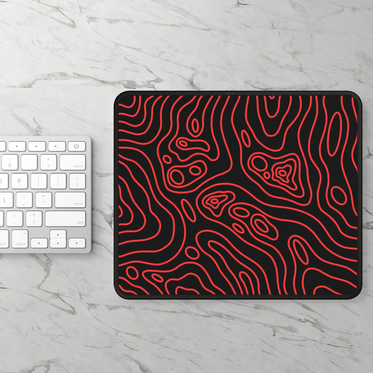 Black & Red Topographic Gaming Mouse Pad - Desk Cookies