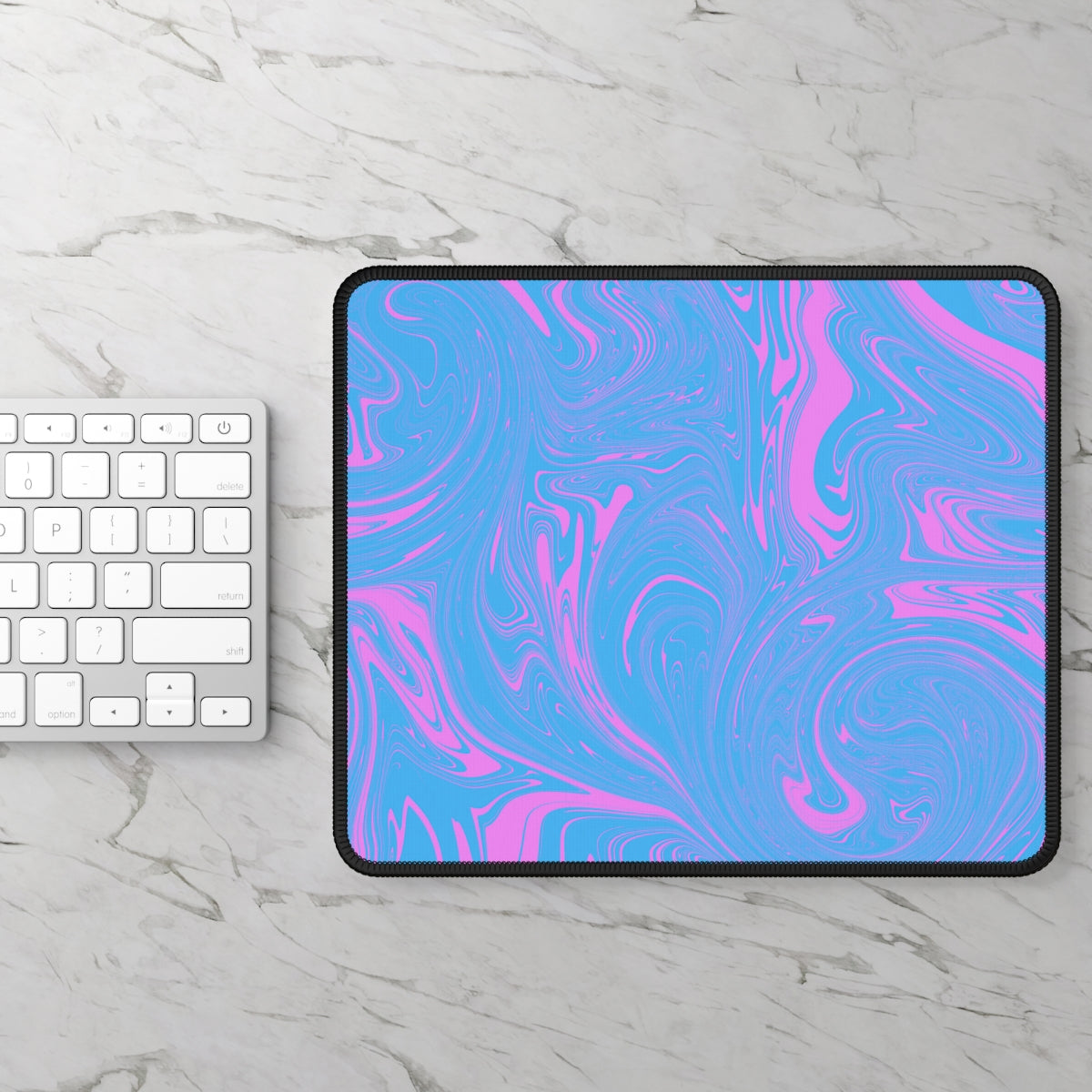 Blue & Pink Swirl Gaming Mouse Pad - Desk Cookies