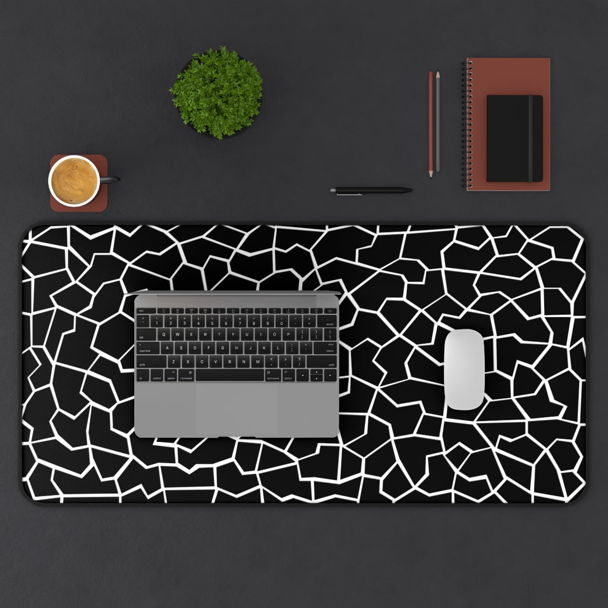 Black & White Giraffe Pattern Desk Mat - Desk Cookies