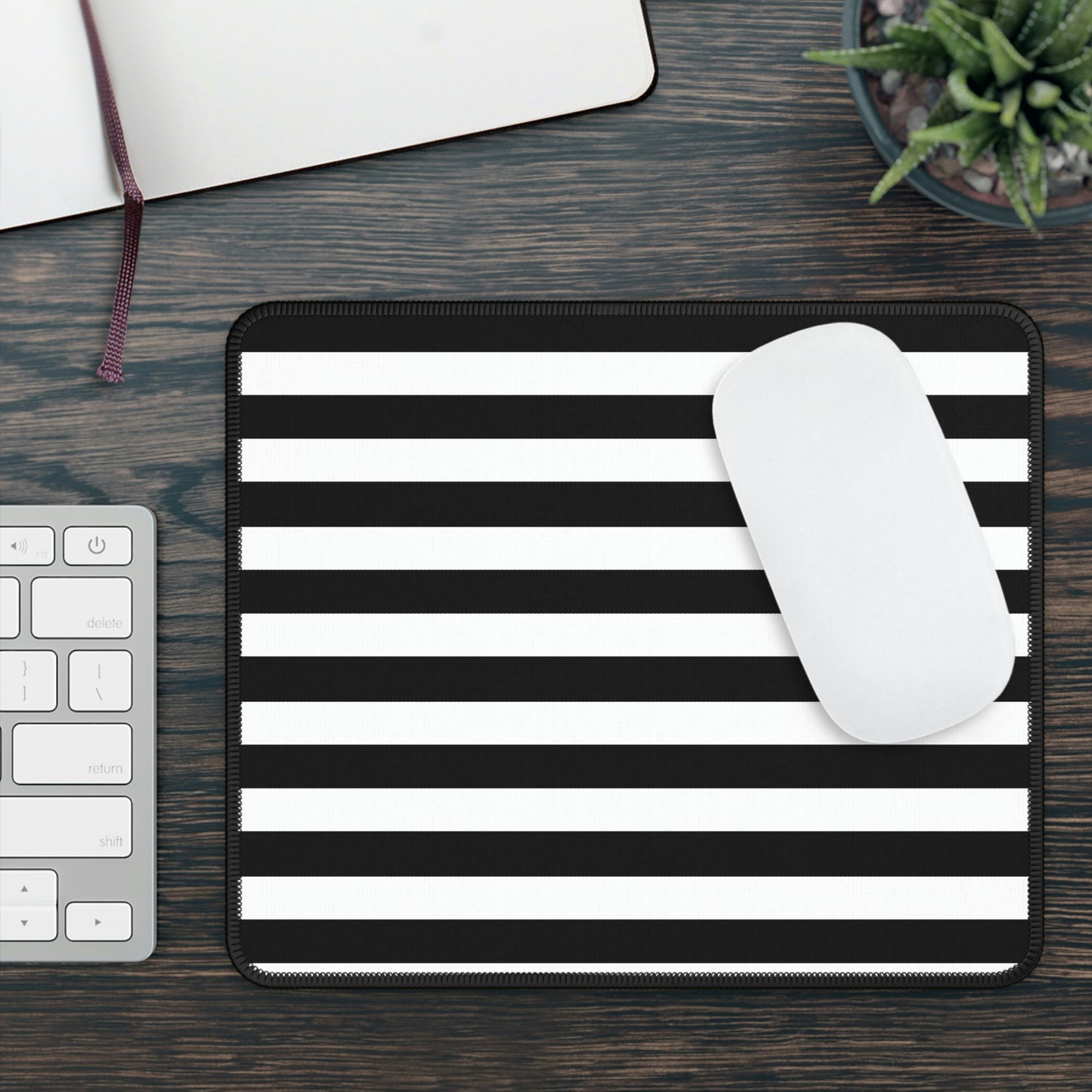Black & White Striped Gaming Mouse Pad - Desk Cookies