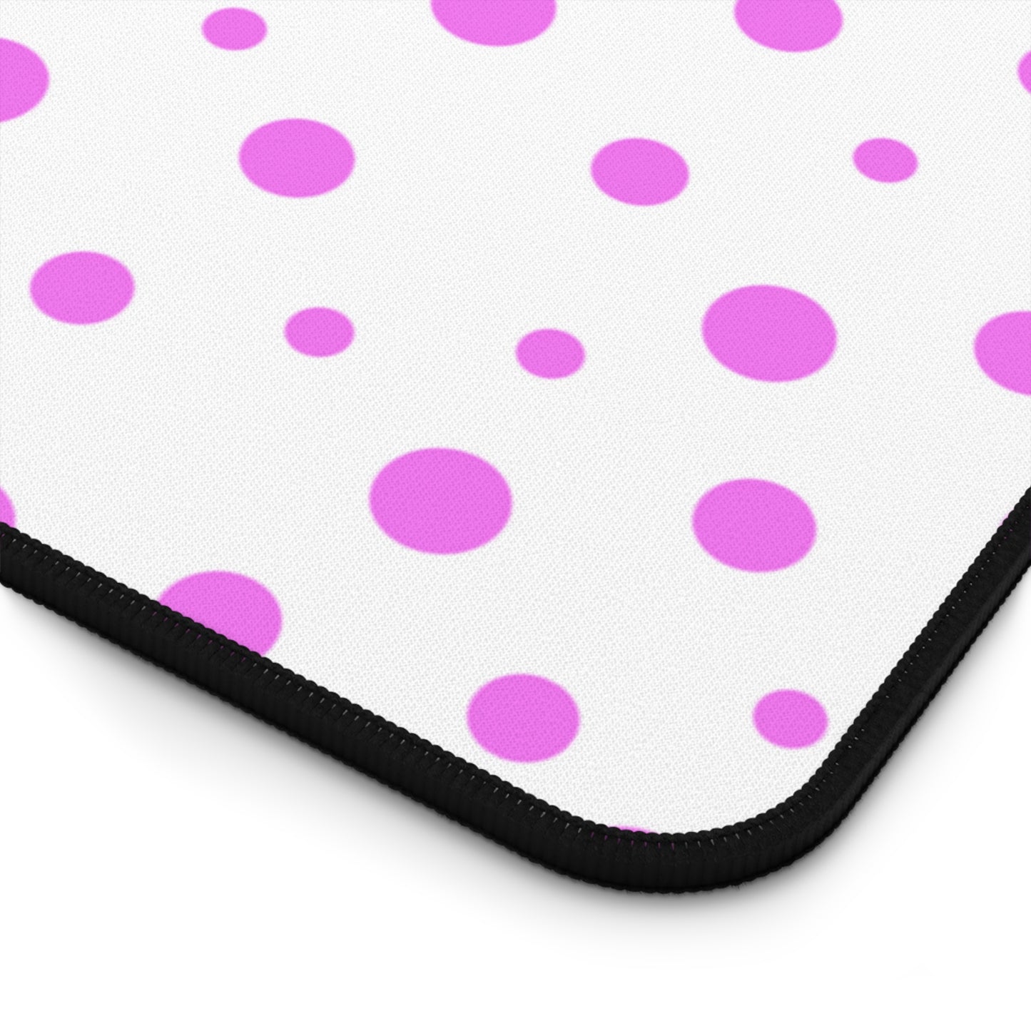 Pink Dots & White Desk Mat - Desk Cookies