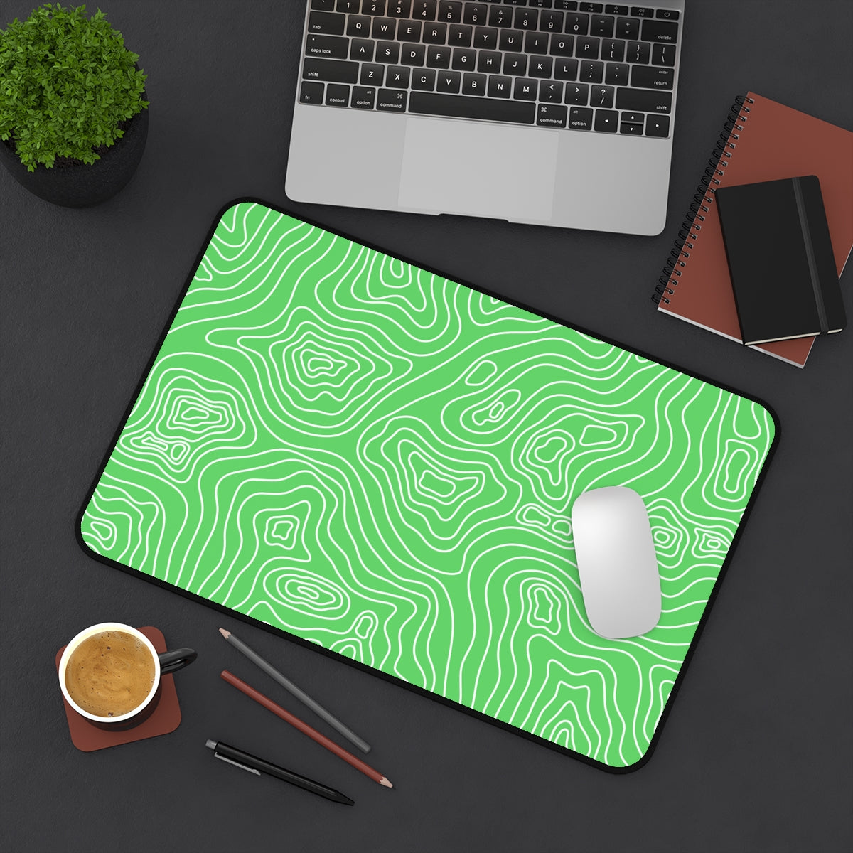 Green Topographic Desk Mat - Desk Cookies