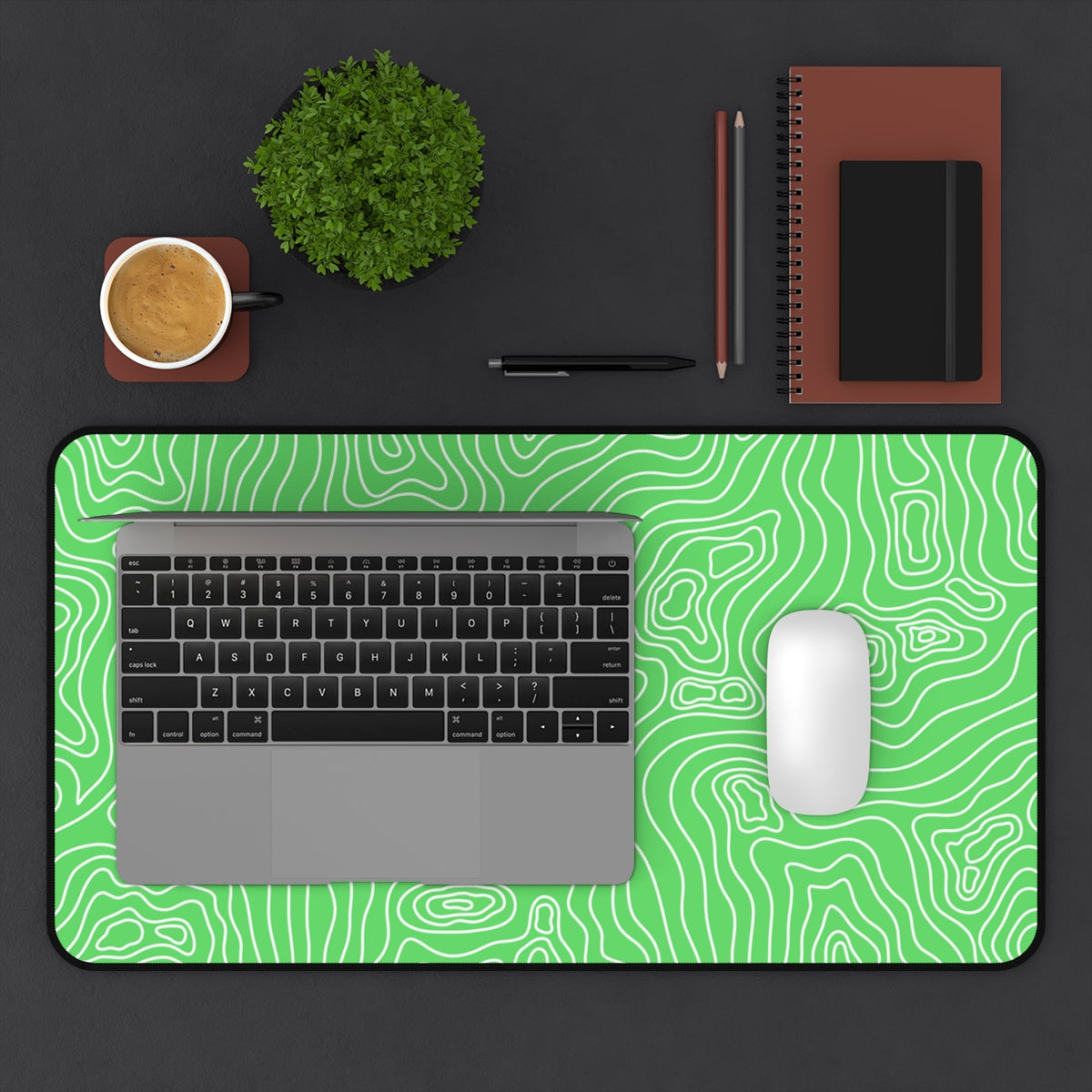 Green Topographic Desk Mat - Desk Cookies
