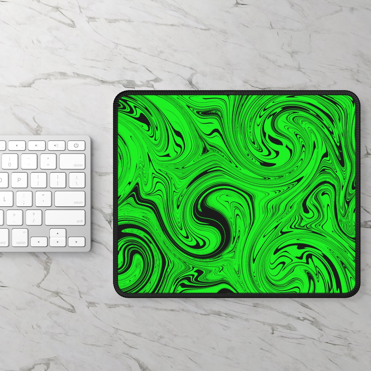 Green & Black Swirl Gaming Mouse Pad - Desk Cookies