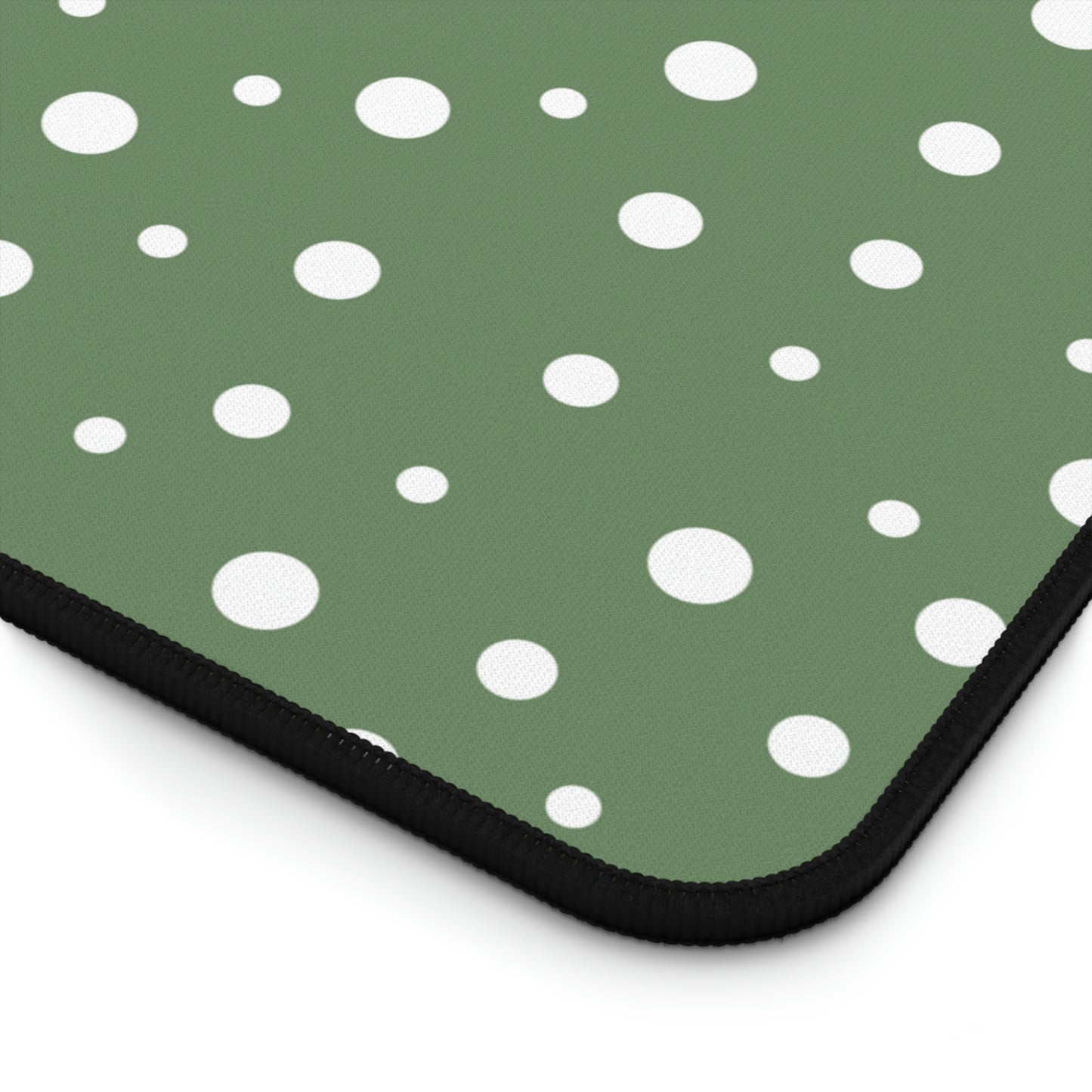 White Dots & Sage Green Desk Mat - Desk Cookies