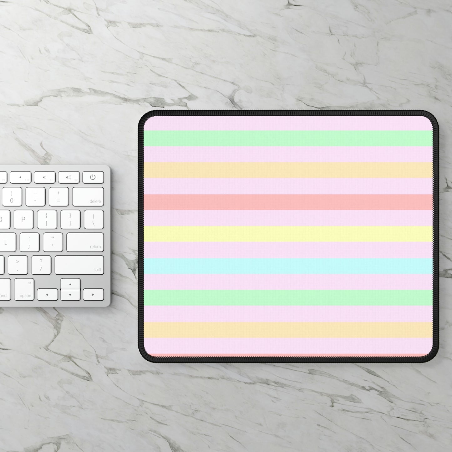 Pastel Rainbow Striped Gaming Mouse Pad - Desk Cookies