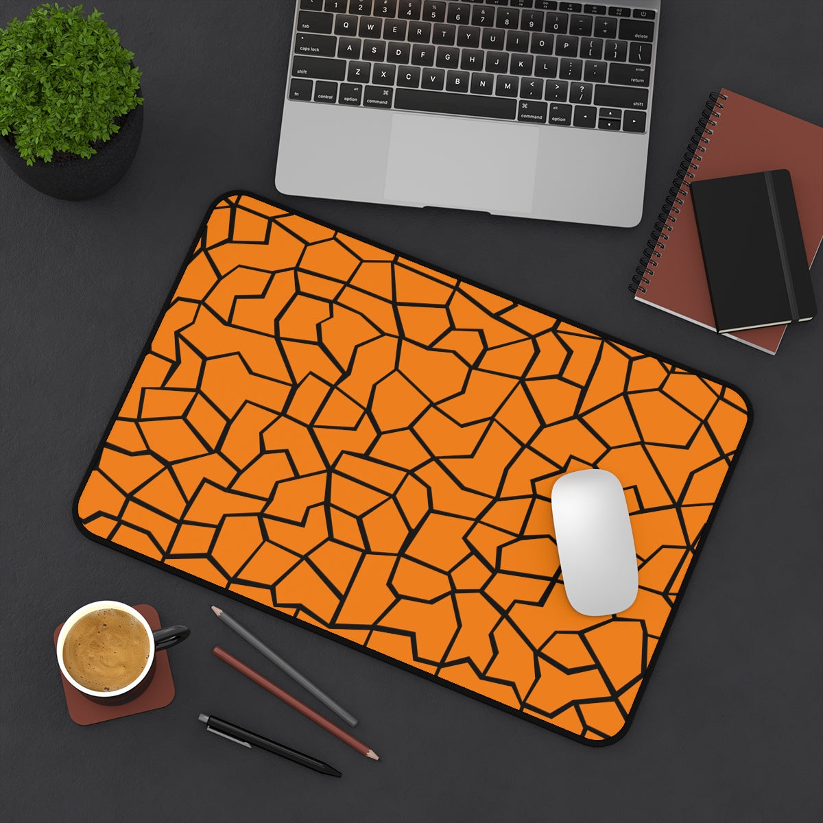 Orange & Black Giraffe Pattern Desk Mat - Desk Cookies