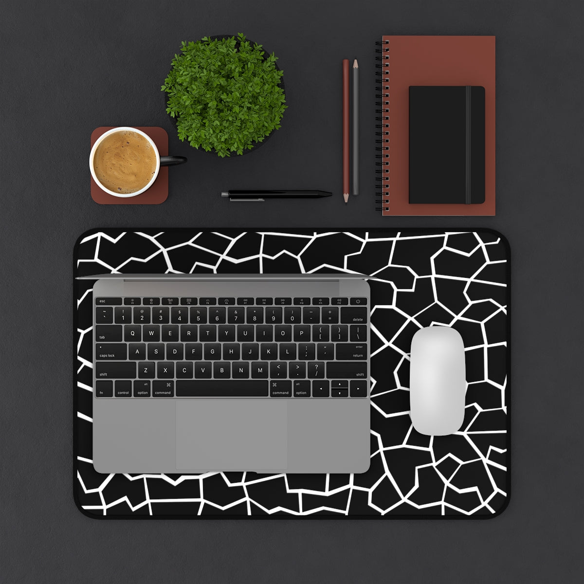 Black & White Giraffe Pattern Desk Mat - Desk Cookies