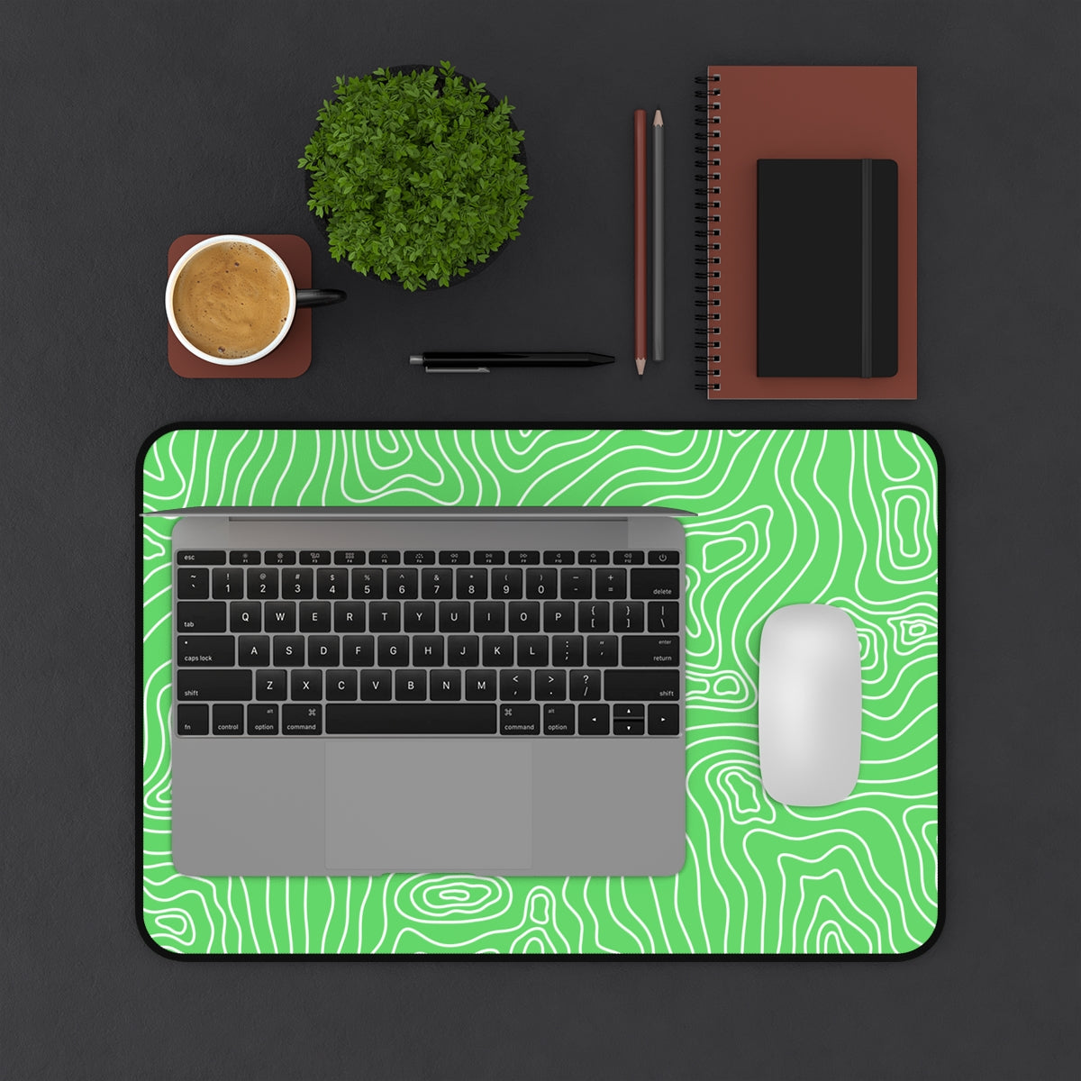 Green Topographic Desk Mat - Desk Cookies