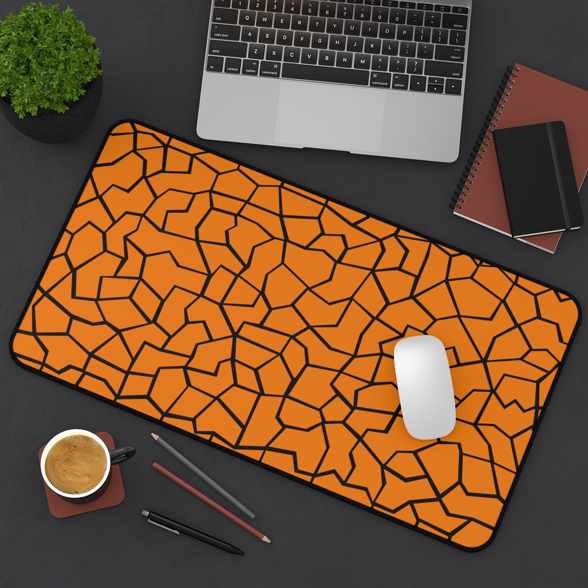 Orange & Black Giraffe Pattern Desk Mat - Desk Cookies