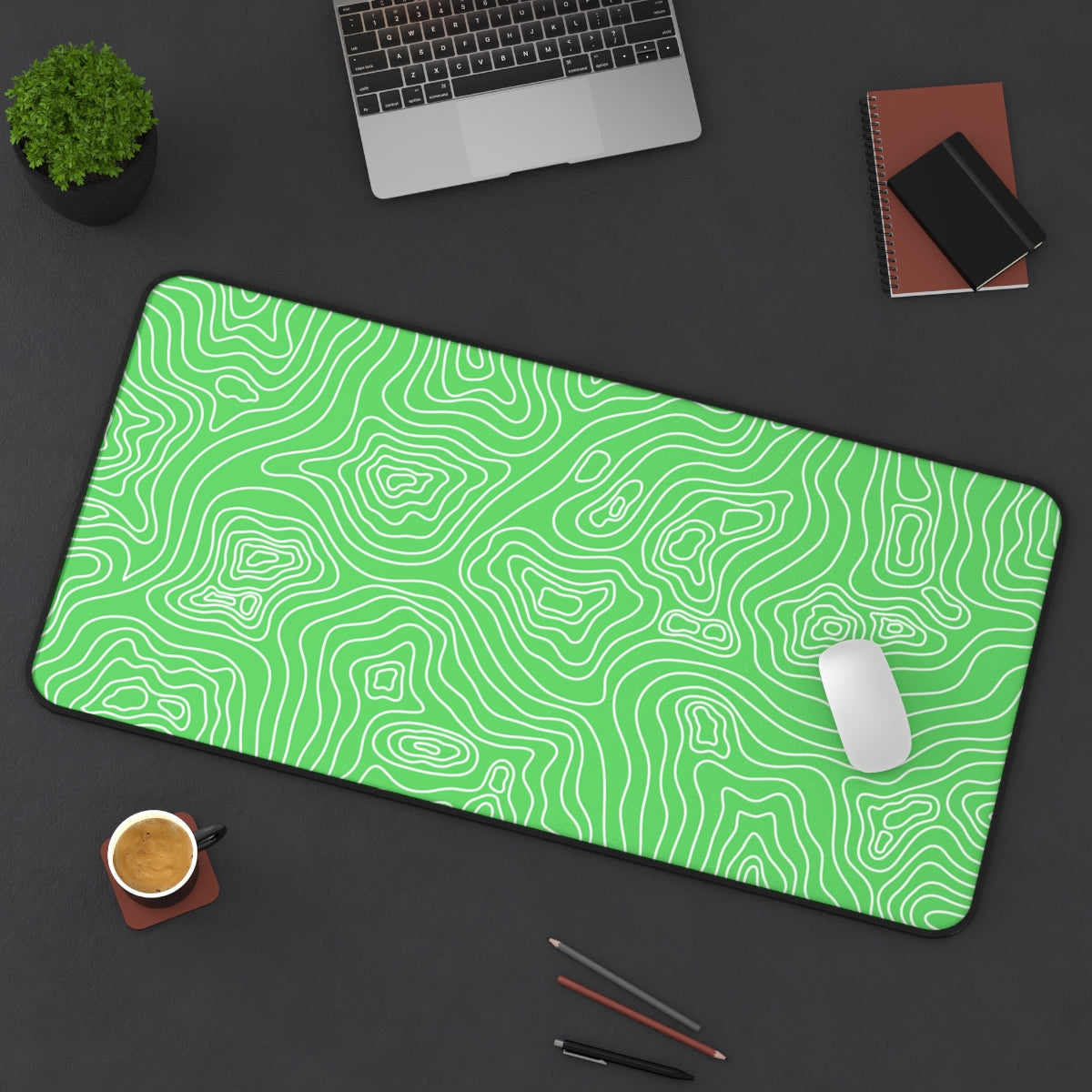 Green Topographic Desk Mat - Desk Cookies