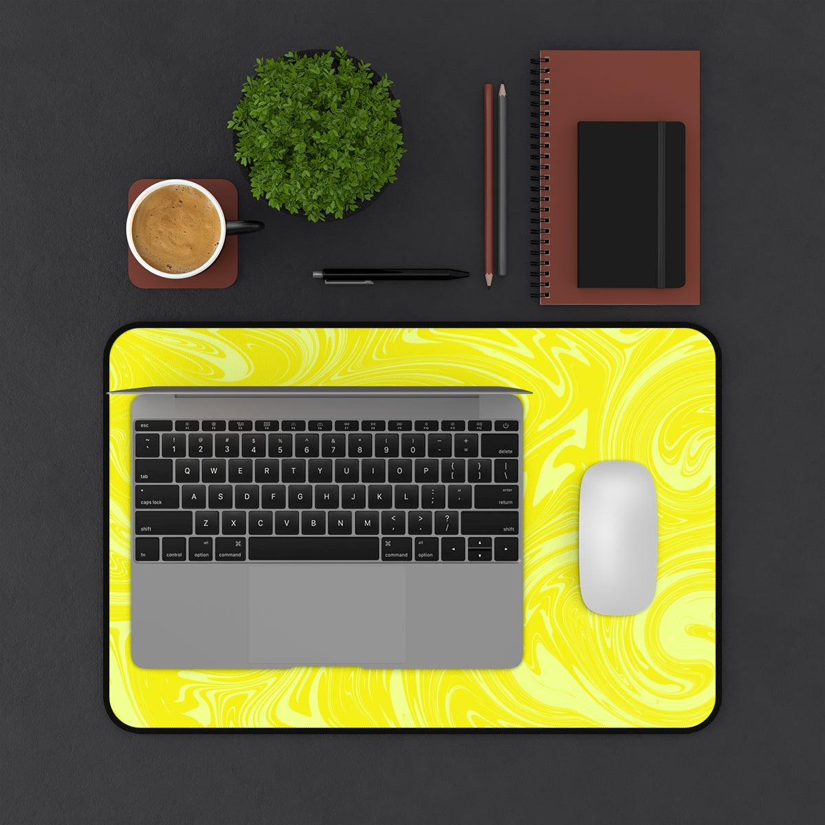 Yellow Swirl Desk Mat - Desk Cookies