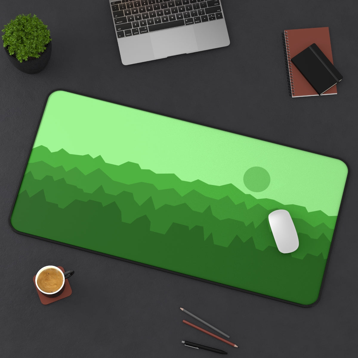 Green Abstract Mountains Desk Mat - Desk Cookies