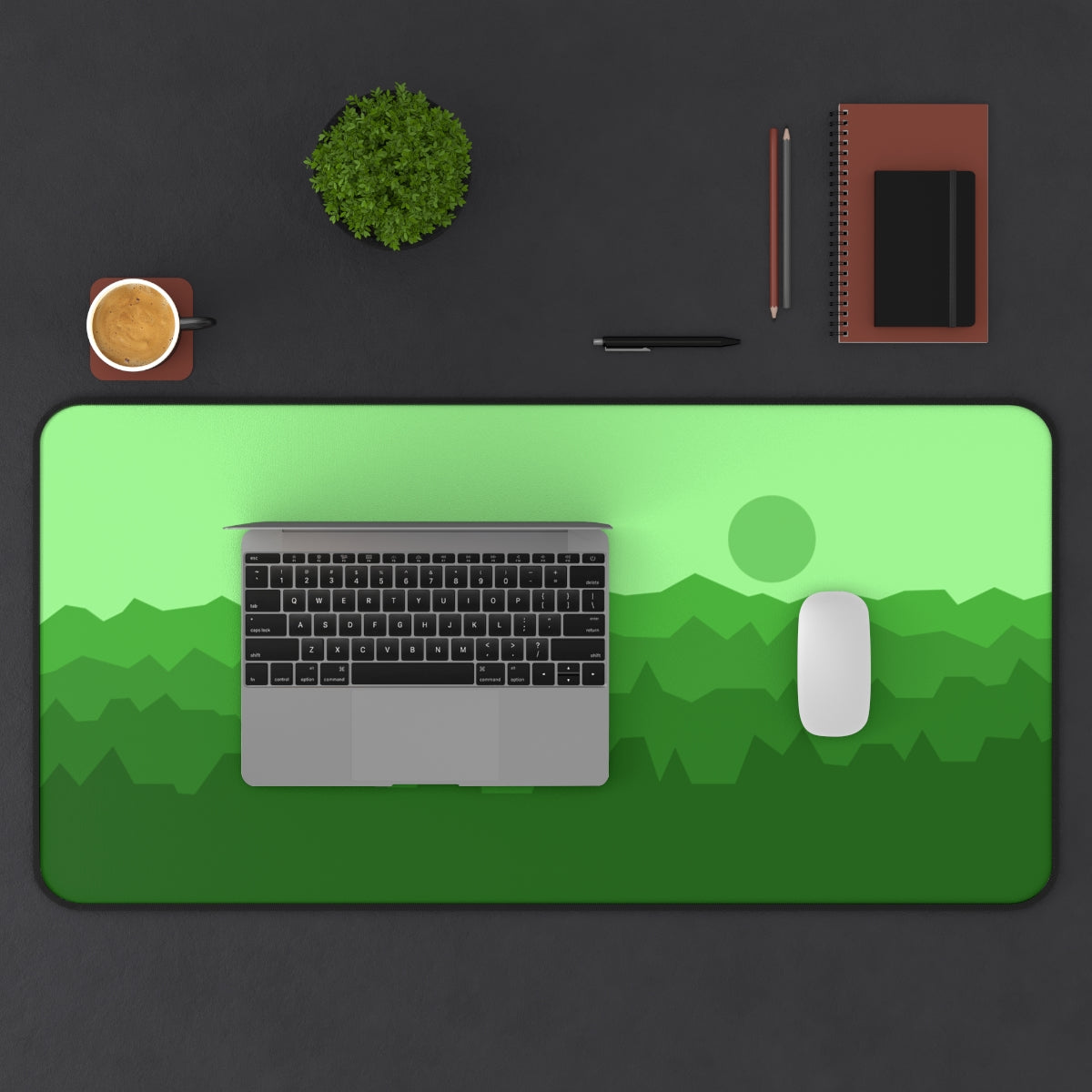 Green Abstract Mountains Desk Mat - Desk Cookies