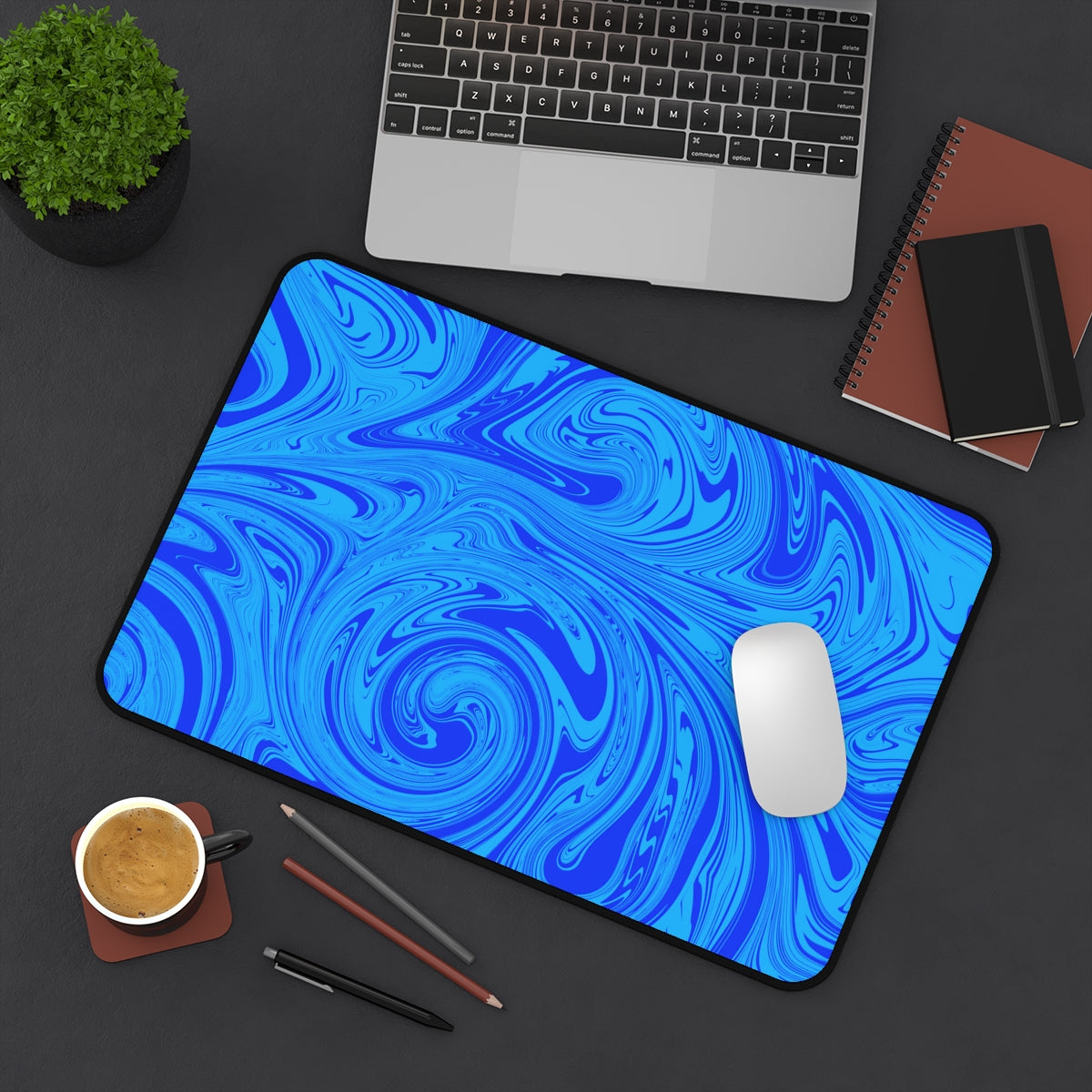 Blue Swirl Desk Mat - Desk Cookies