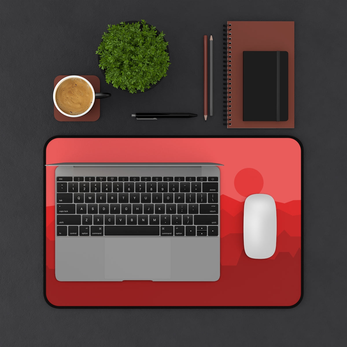 Red Abstract Mountains Desk Mat - Desk Cookies