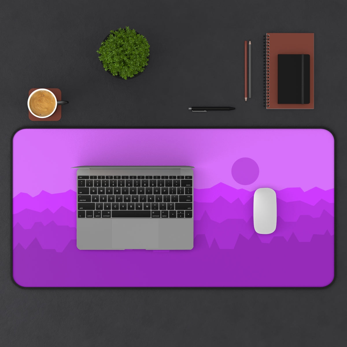 Purple Abstract Mountains Desk Mat - Desk Cookies