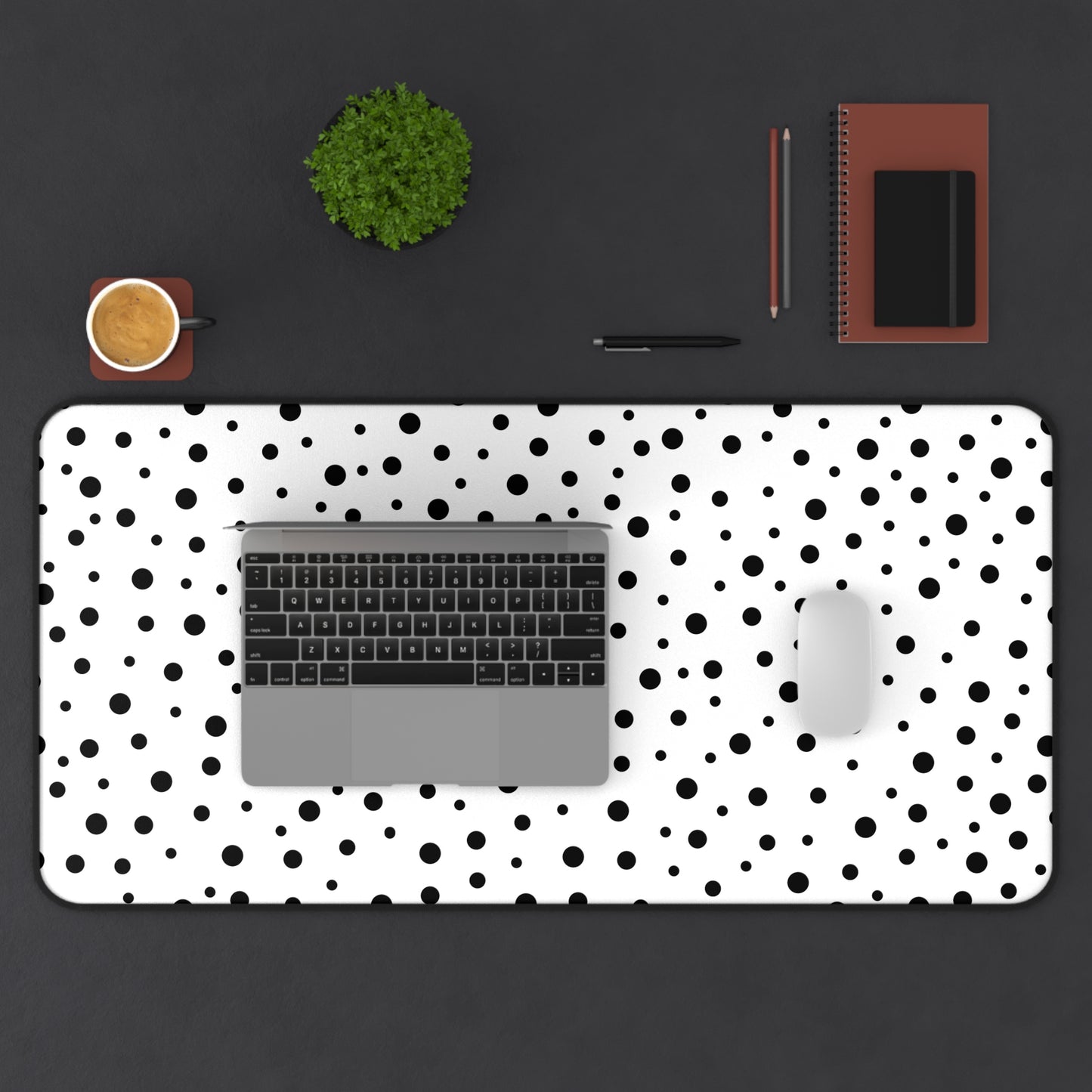 Black Dots & White Desk Mat - Desk Cookies