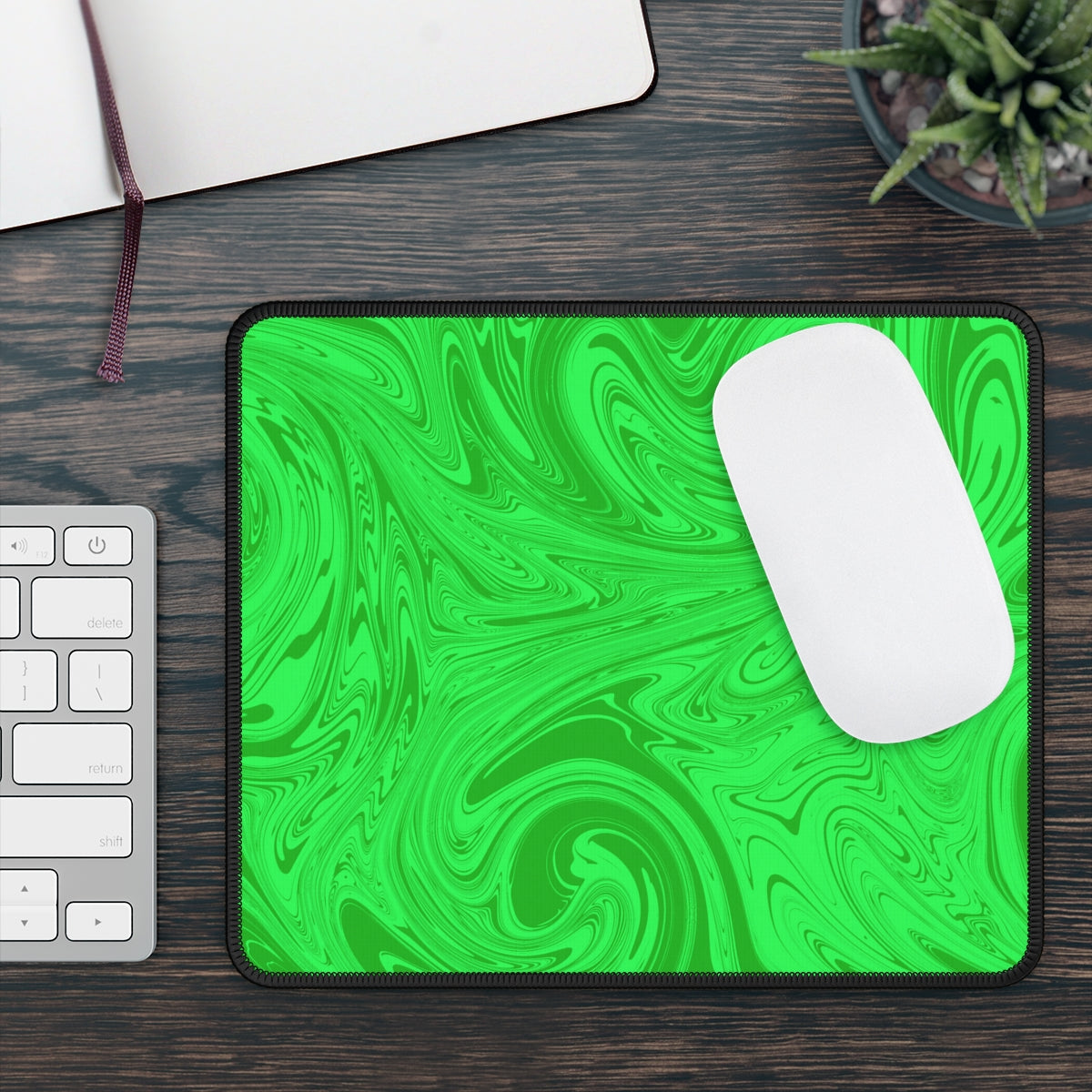 Green Swirl Gaming Mouse Pad - Desk Cookies