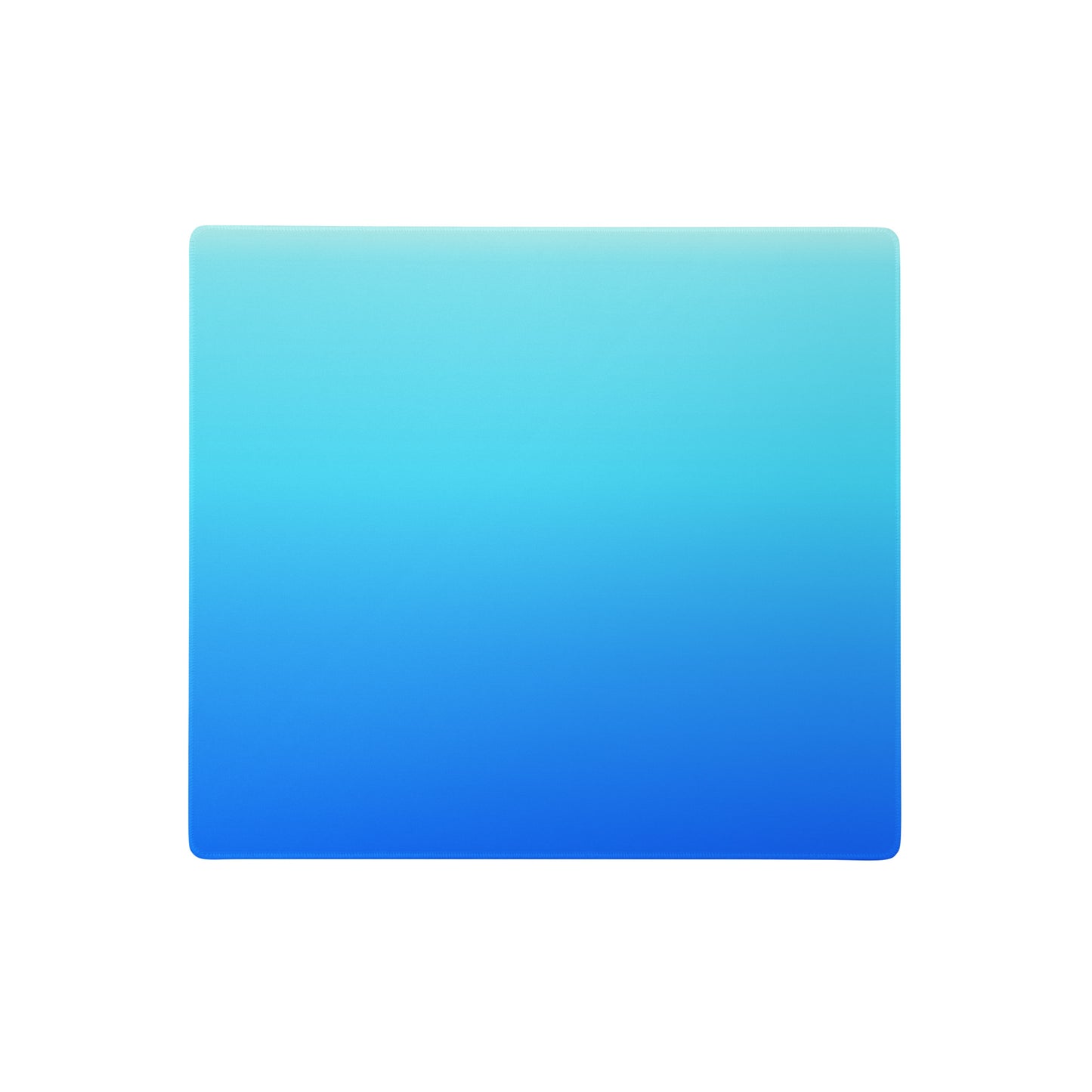 An 18" x 16" gaming desk pad with dark blue at the bottom and light blue at the top.