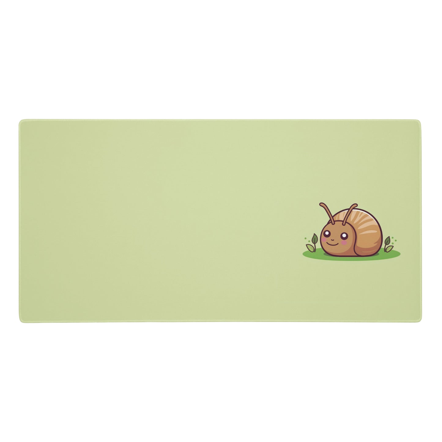 A 36" x 18" desk pad with a cute snail on it. Green in color.