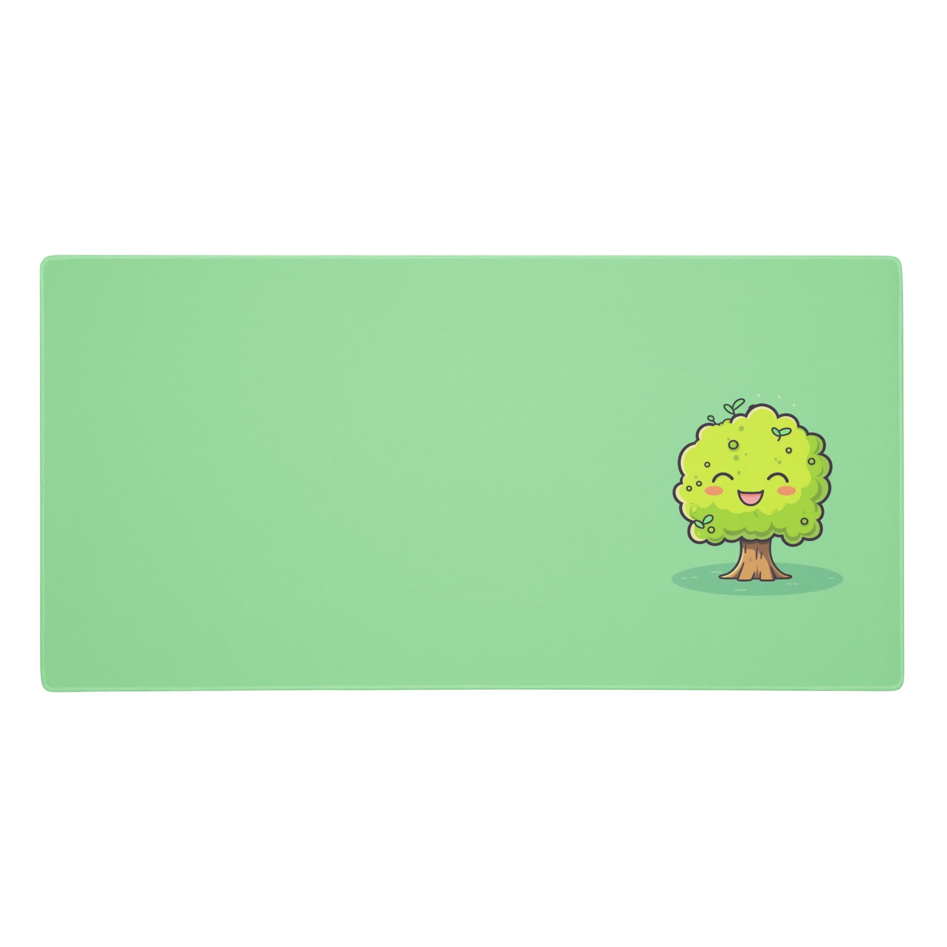 A 36" x 18" desk pad with a cute tree on it. Green in color.