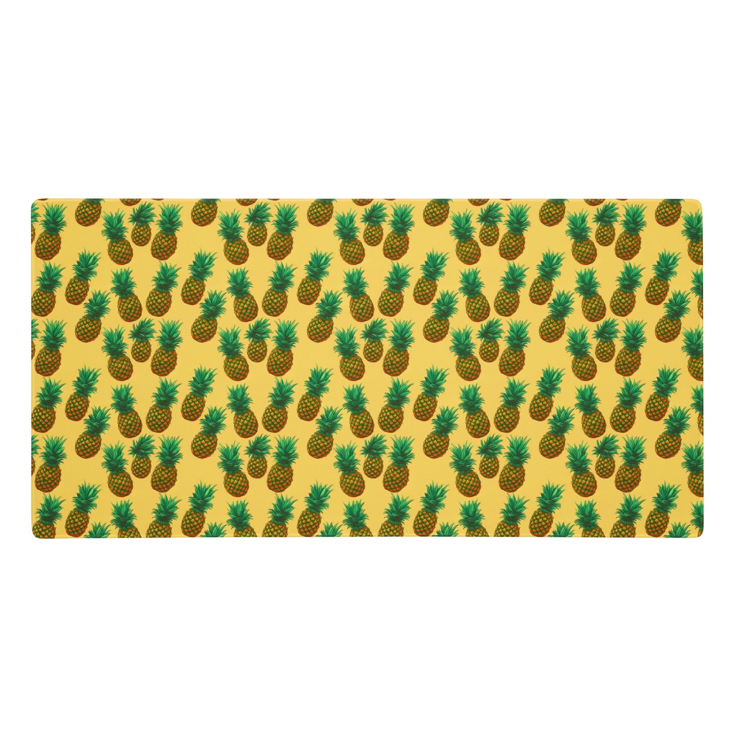 A 36" x 18" desk pad with pineapples all over it. Yellow in color.