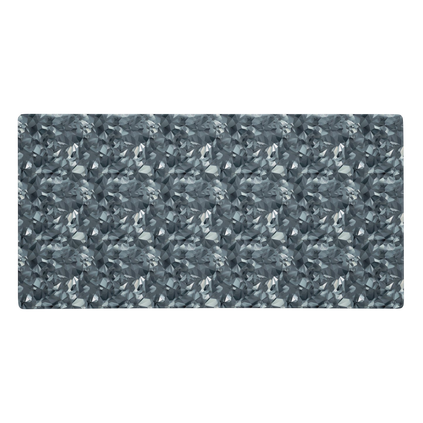 A 36" x 18" gaming desk pad with gray crystals.