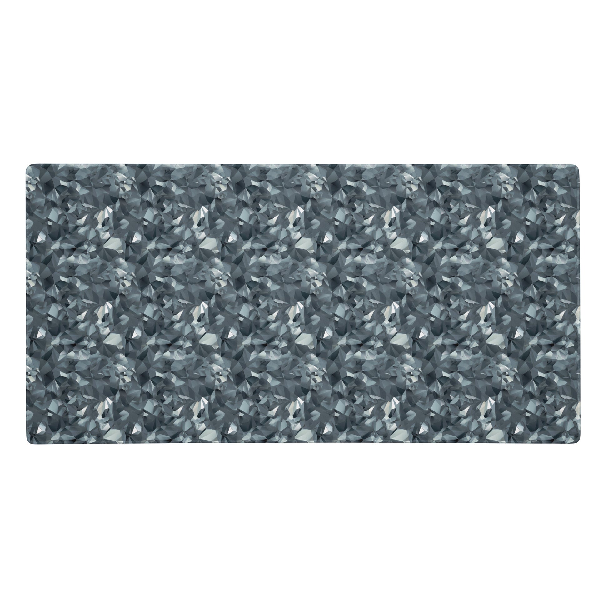 A 36" x 18" gaming desk pad with gray crystals.