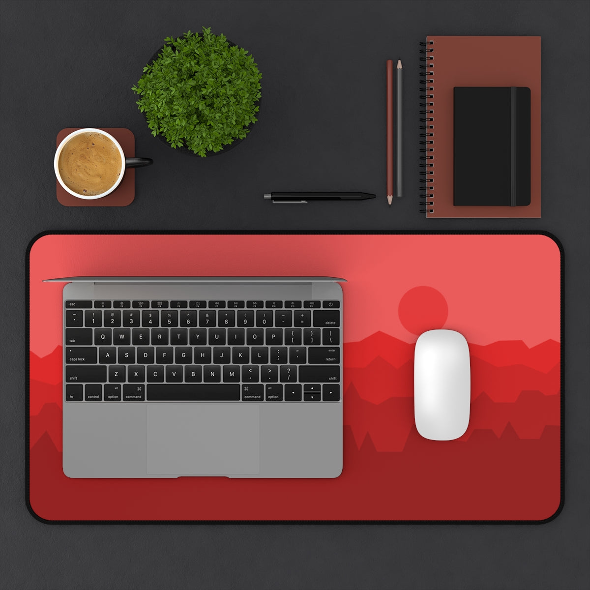 Red Abstract Mountains Desk Mat - Desk Cookies