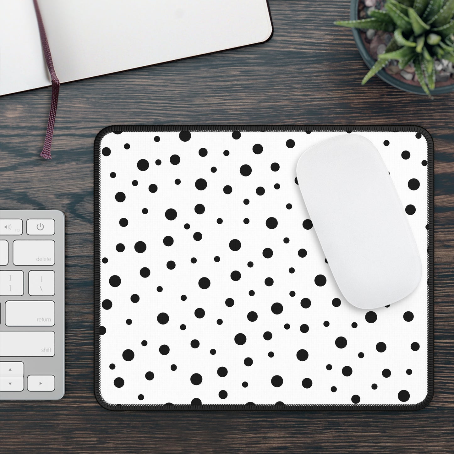 Black Dots & White Gaming Mouse Pad - Desk Cookies