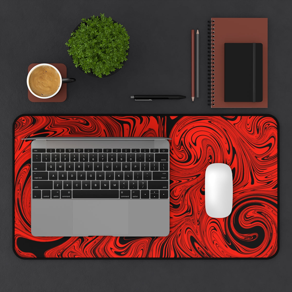 Black & Red Swirl Desk Mat - Desk Cookies