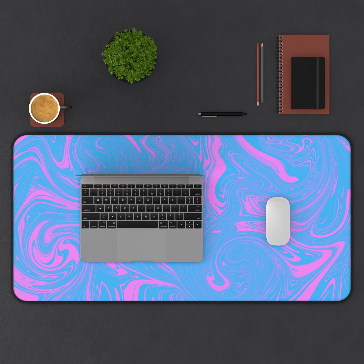 Blue & Pink Swirl Desk Mat - Desk Cookies