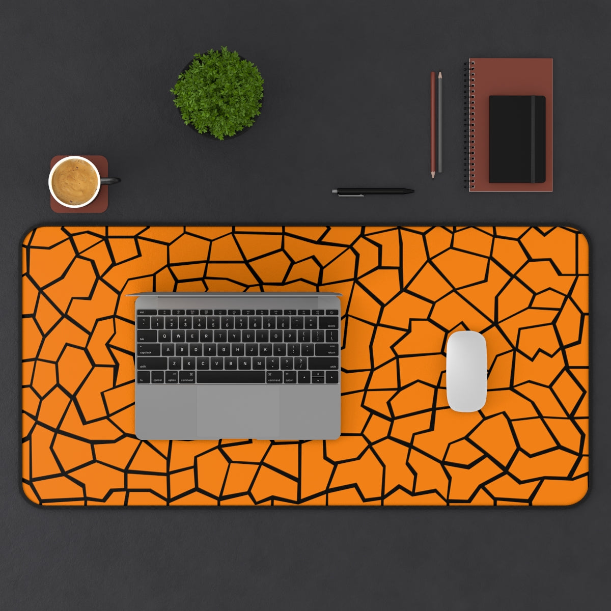 Orange & Black Giraffe Pattern Desk Mat - Desk Cookies