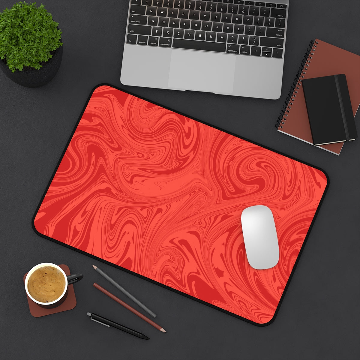 Red Swirl Desk Mat - Desk Cookies