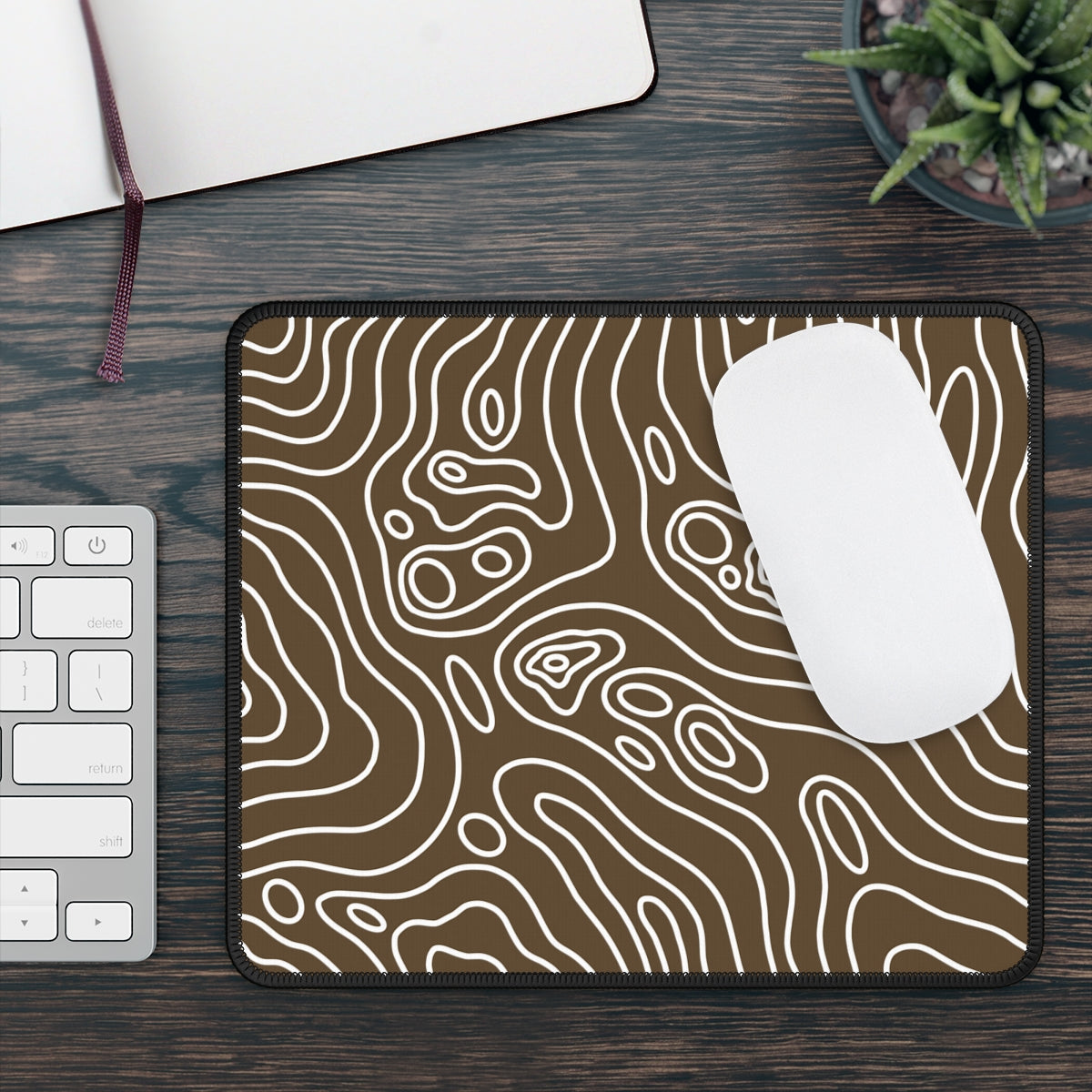 Brown Topographic Gaming Mouse Pad - Desk Cookies