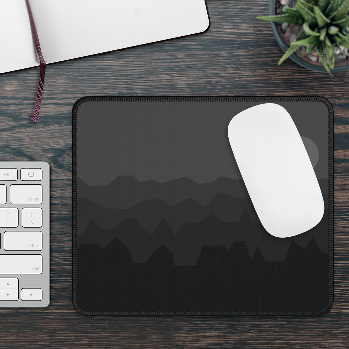 Black & Gray Abstract Mountains Gaming Mouse Pad - Desk Cookies