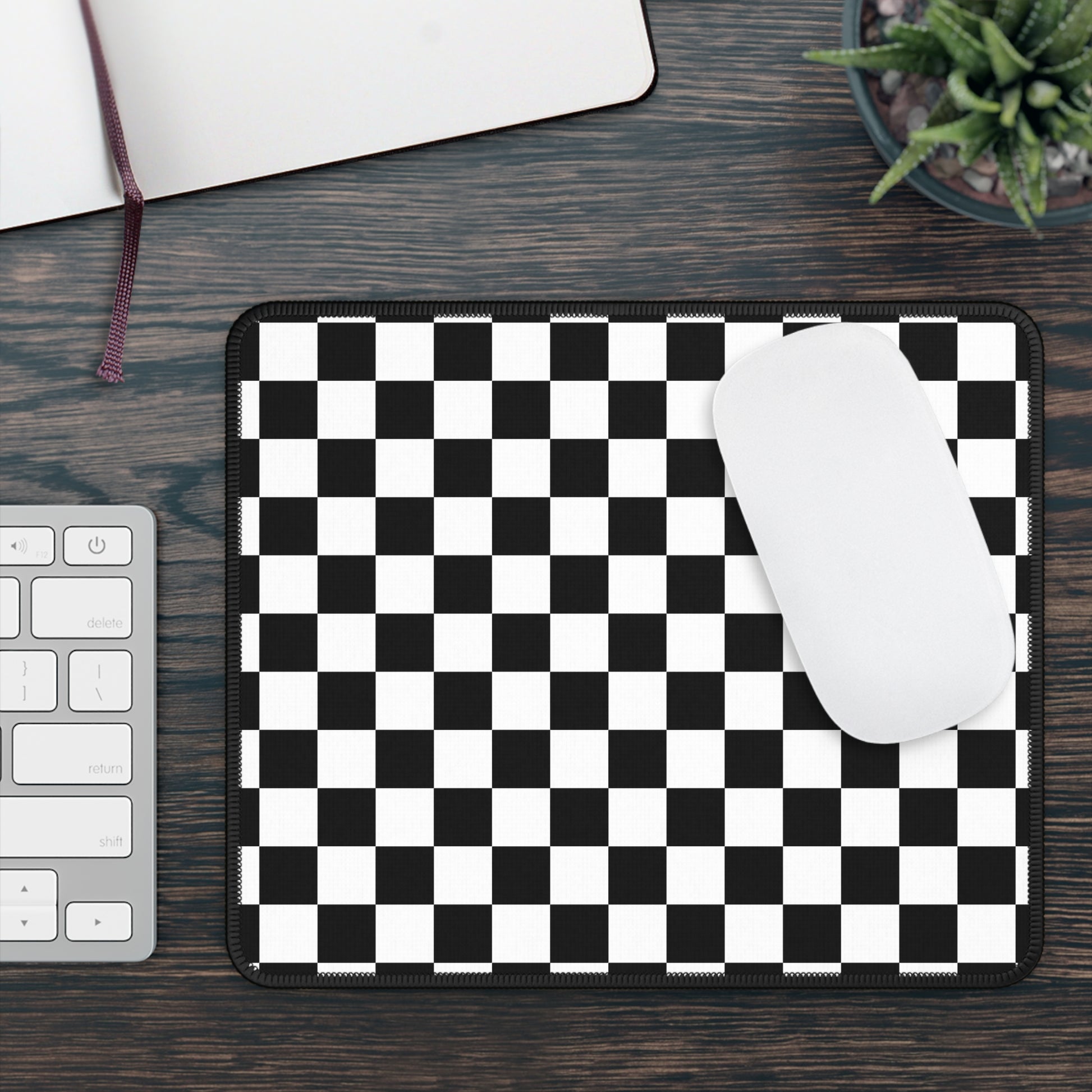 Black & White Checkered Gaming Mouse Pad - Desk Cookies