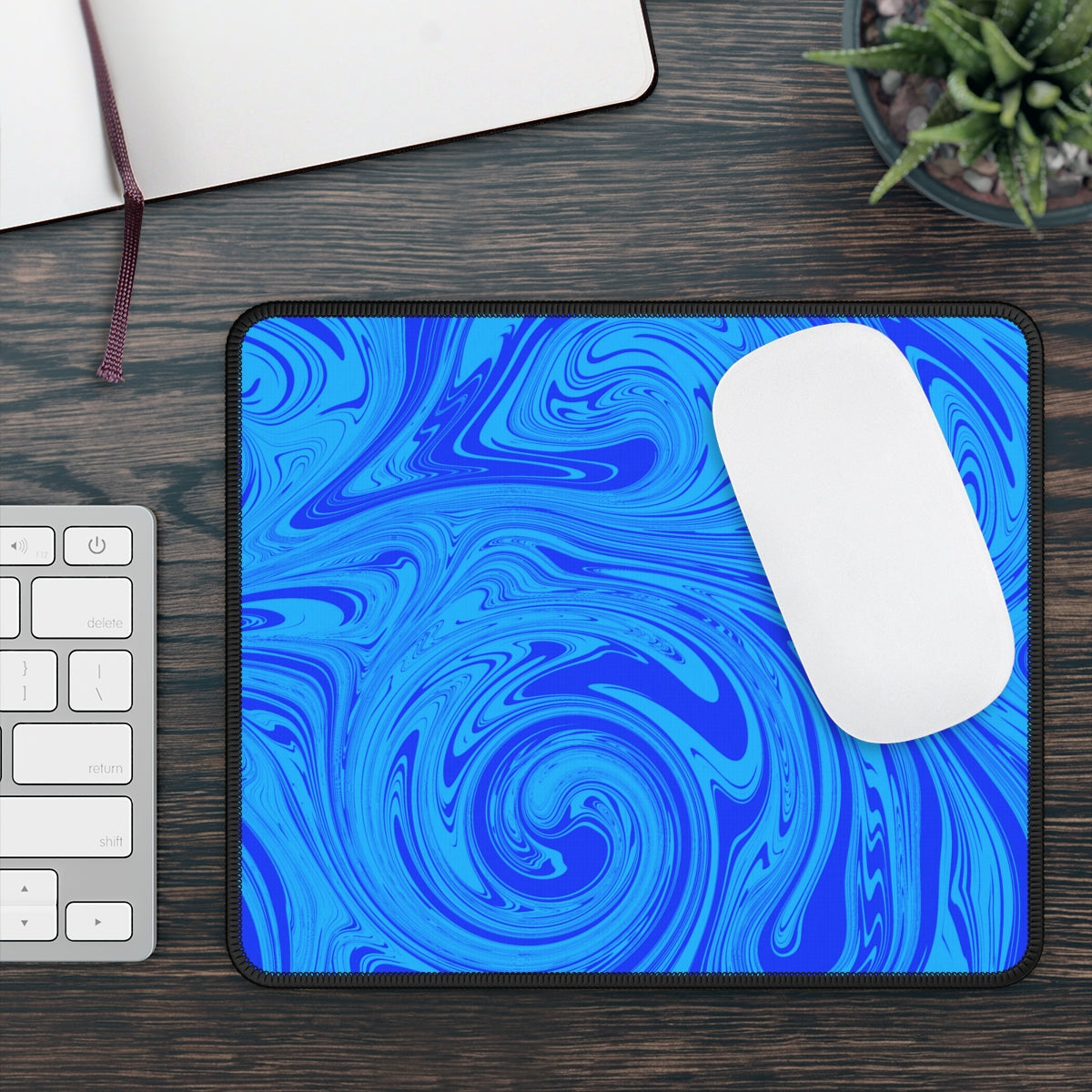 Blue Swirl Gaming Mouse Pad - Desk Cookies