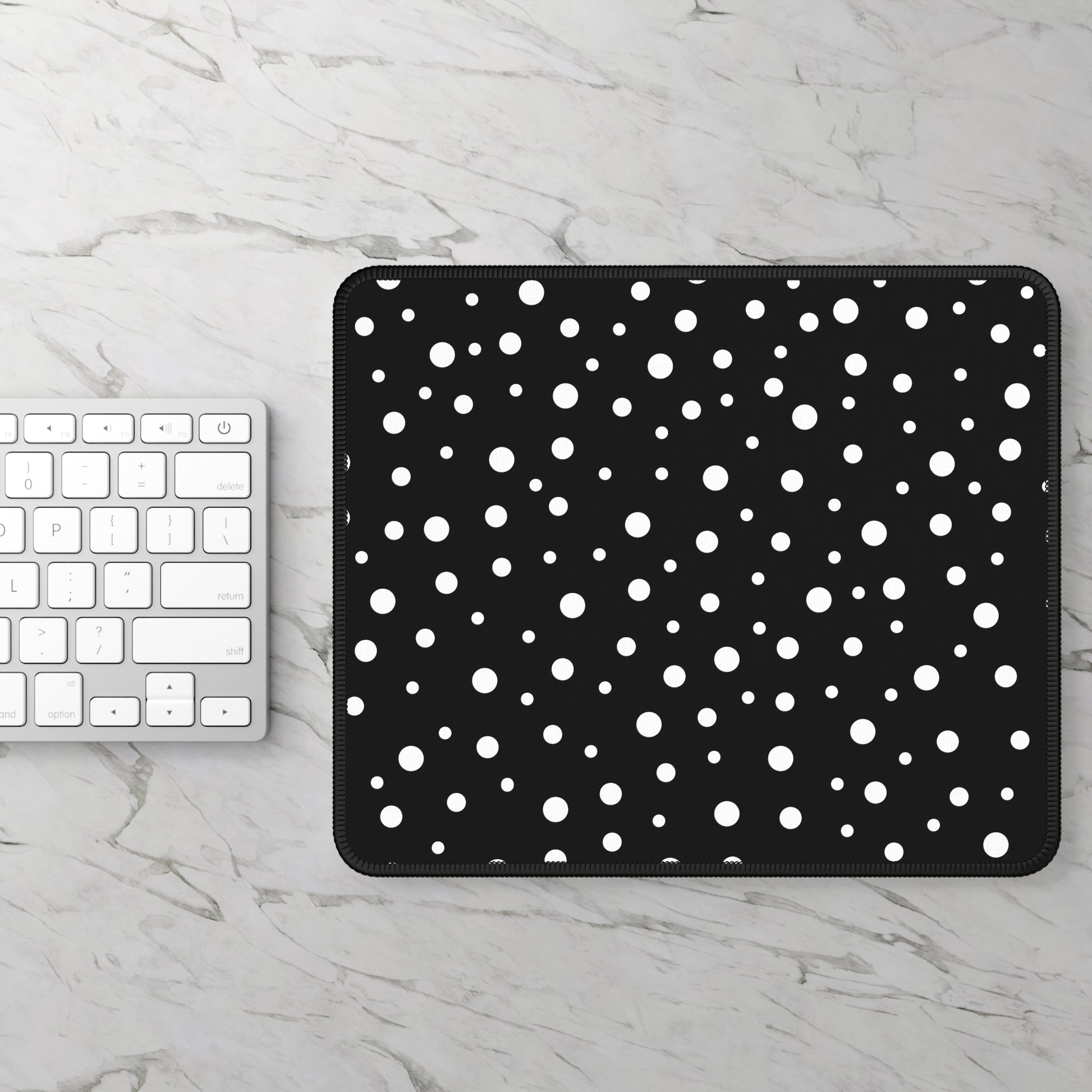 White Dots & Black Gaming Mouse Pad - Desk Cookies