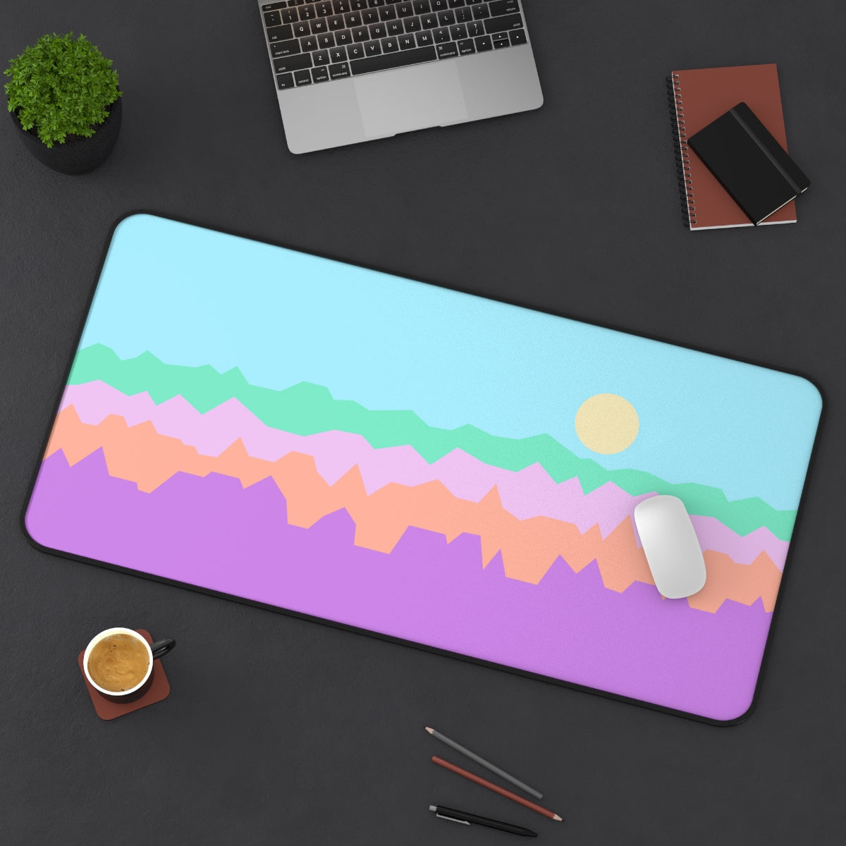 Colorful Abstract Mountains Desk Mat - Desk Cookies