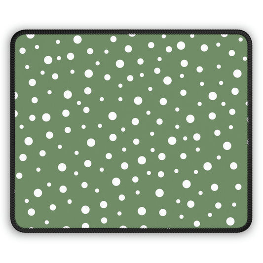 White Dots & Sage Green Gaming Mouse Pad - Desk Cookies
