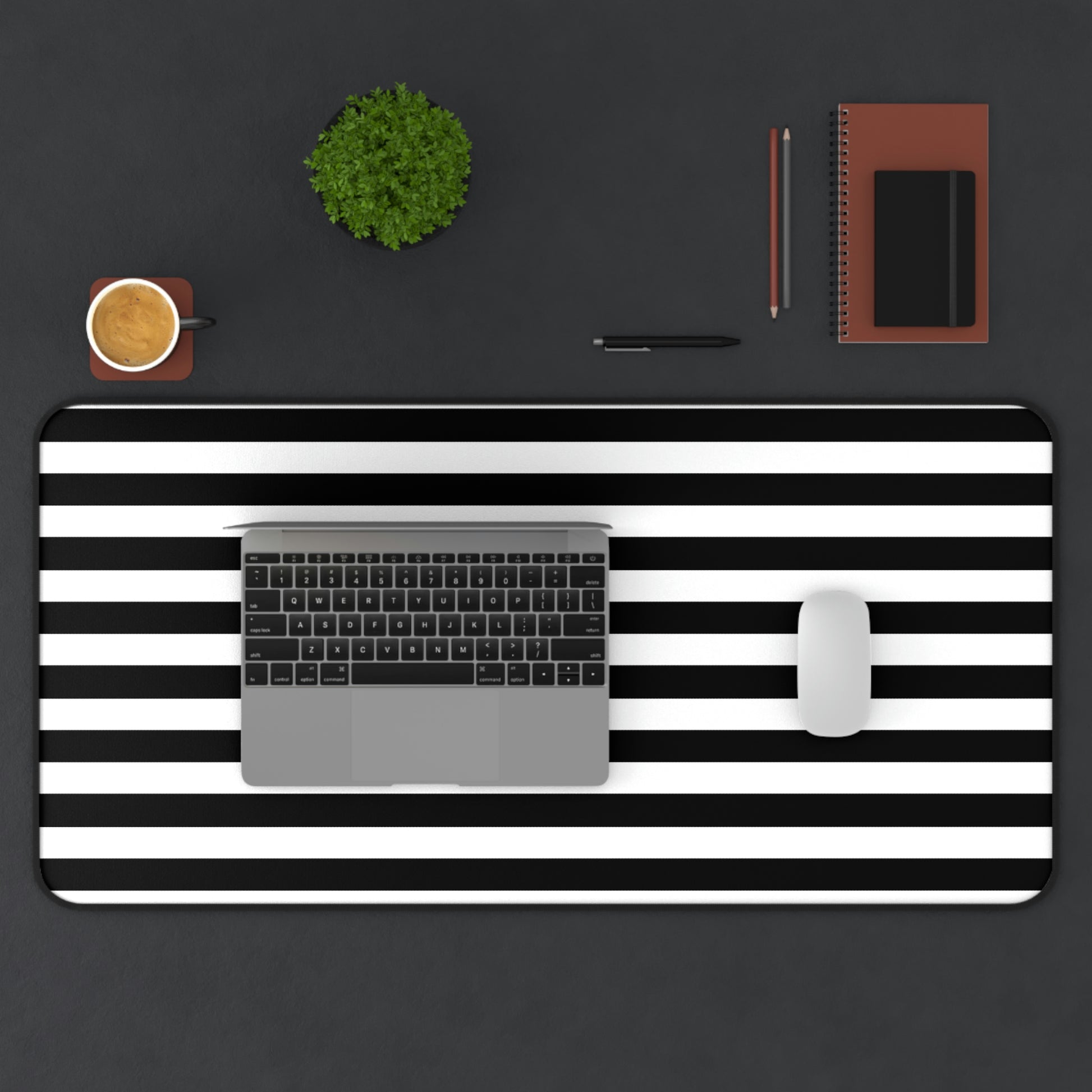Black & White Striped Desk Mat - Desk Cookies